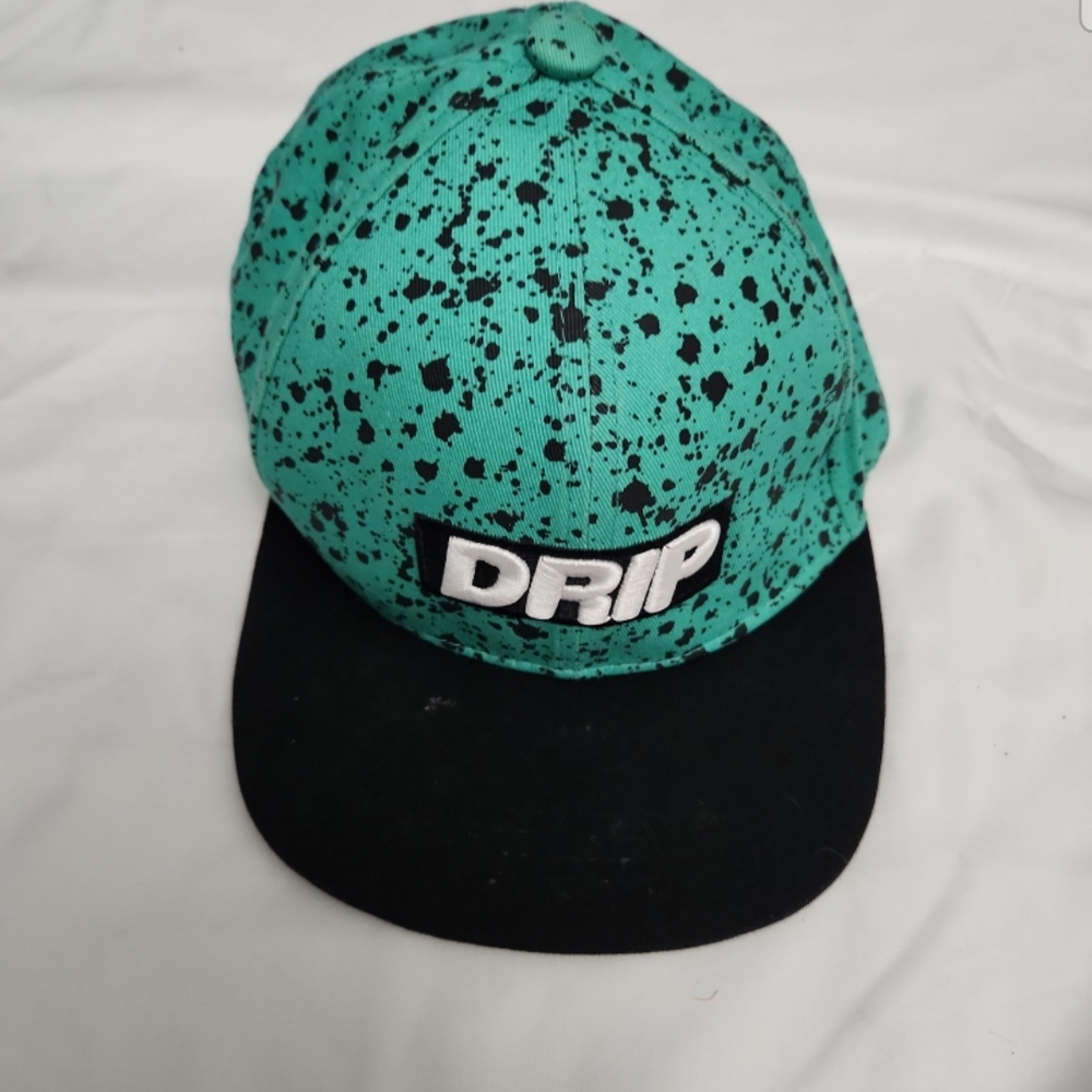 Hustle boys green splattered adjustable baseball hat #X3